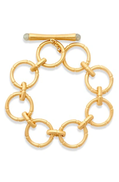 Shop Dean Davidson Bamboo Style Link Bracelet In Labradorite/ Gold