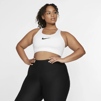 Shop Nike Women's Swoosh Medium-support Non-padded Sports Bra (plus Size) In White