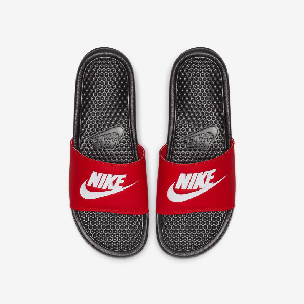 nike red benassi slides