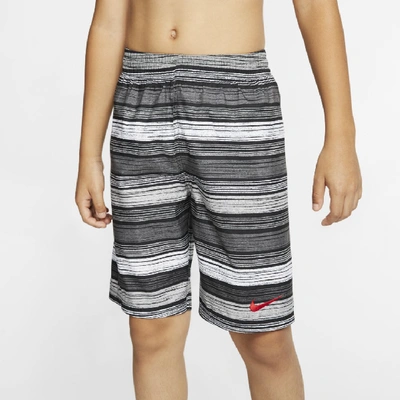 Shop Nike 6:1 Stripe Breaker Boy's 8" Swim Trunks In Black