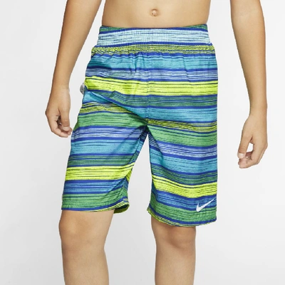 Shop Nike 6:1 Stripe Breaker Boy's 8" Swim Trunks In Blue