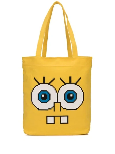 Shop Mostly Heard Rarely Seen 8-bit Snaggle Teeth Tote In Yellow