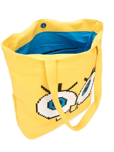 Shop Mostly Heard Rarely Seen 8-bit Snaggle Teeth Tote In Yellow