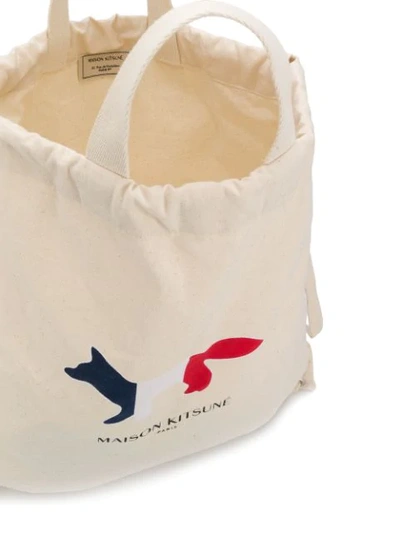 Shop Maison Kitsuné Tricolour Fox Backpack In Neutrals