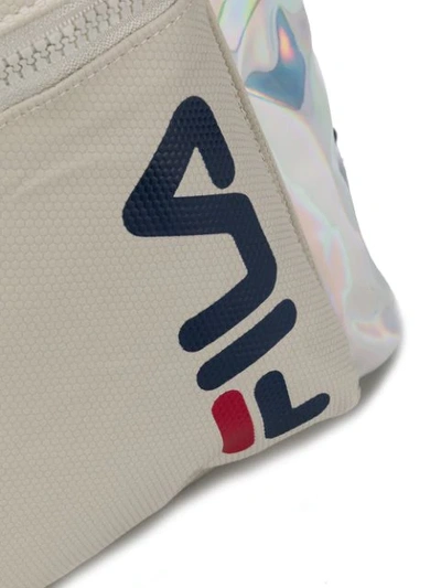 Shop Fila Logo Print Holographic Backpack In Silver
