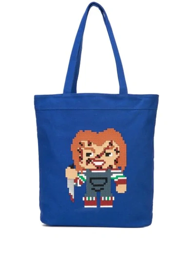 Shop Mostly Heard Rarely Seen 8-bit Watchout Tote In Blue