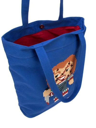 Shop Mostly Heard Rarely Seen 8-bit Watchout Tote In Blue