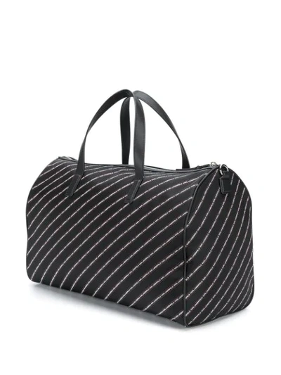 Shop Karl Lagerfeld K/stripe Logo Nylon Weekender Bag In Black