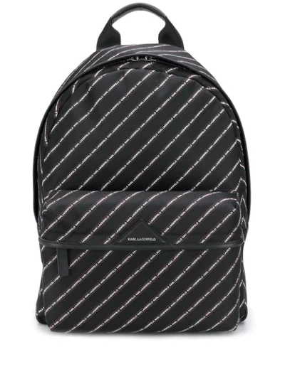 Shop Karl Lagerfeld K/stripe Logo Backpack In Black