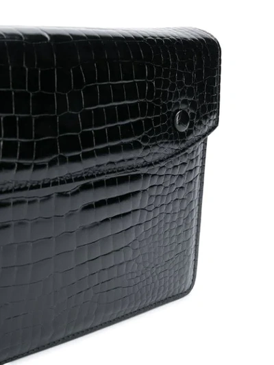 Shop Maison Margiela Crocodile Effect Shoulder Bag In Black
