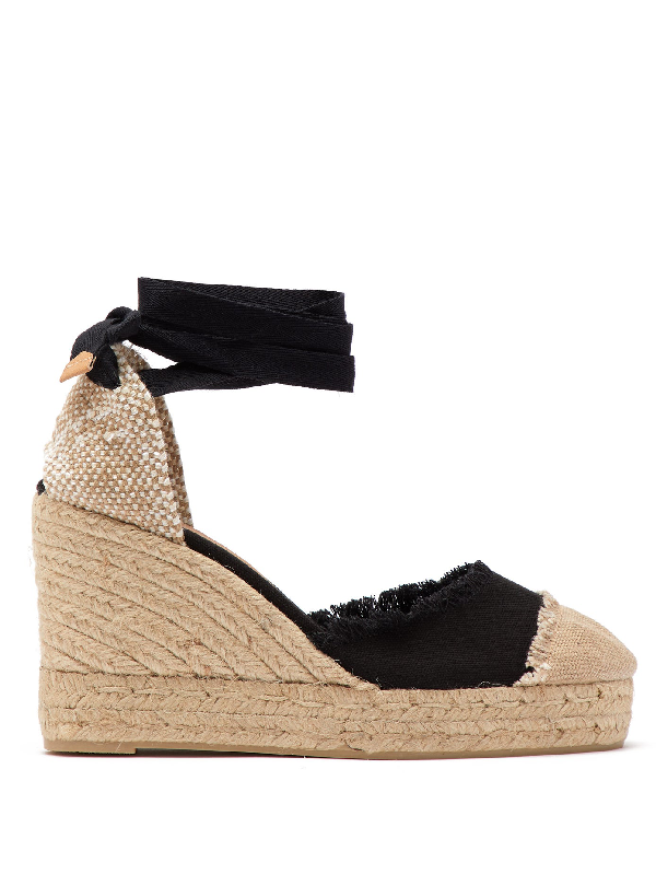 black canvas espadrille wedges