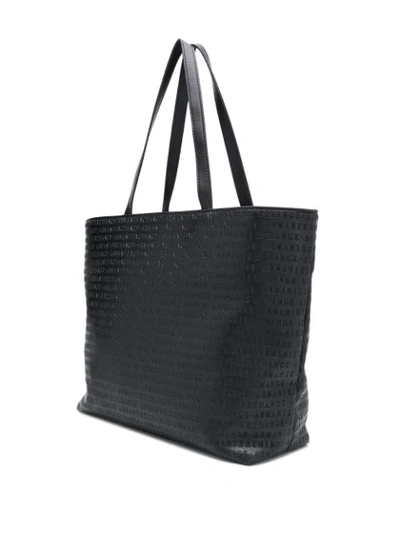 Shop Armani Exchange Embossed Logo Tote Bag In Black