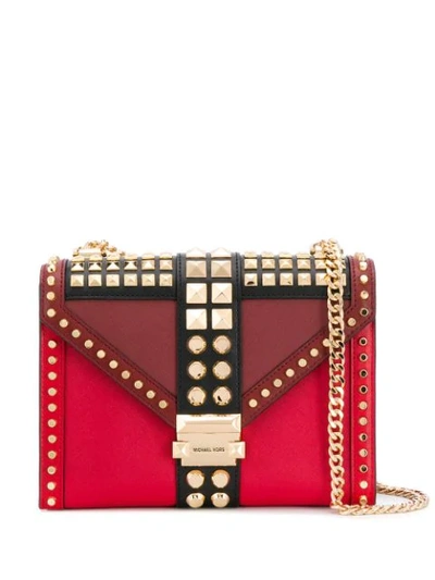 Shop Michael Michael Kors Whitney Large Studded Convertible Shoulder Bag In Red