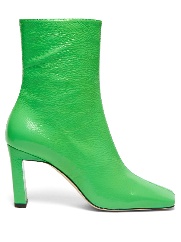 green leather boots