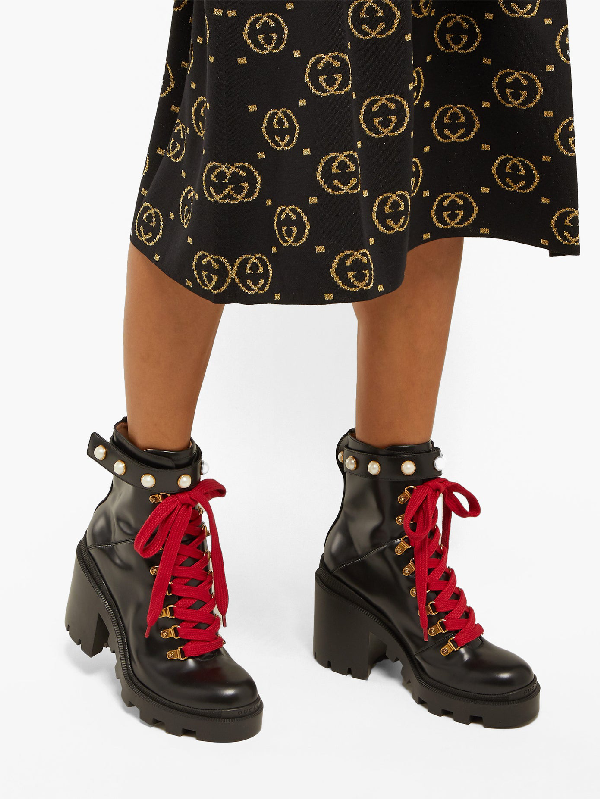 gucci trip leather ankle boots