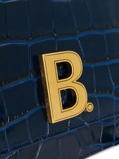 Shop Balenciaga Logo Plaque Crocodile Effect Crossbody Bag In Blue