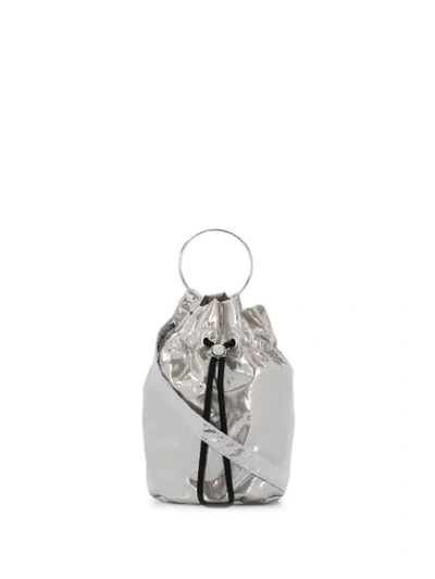 Shop Mm6 Maison Margiela Drawstring Bucket Bag - Silver