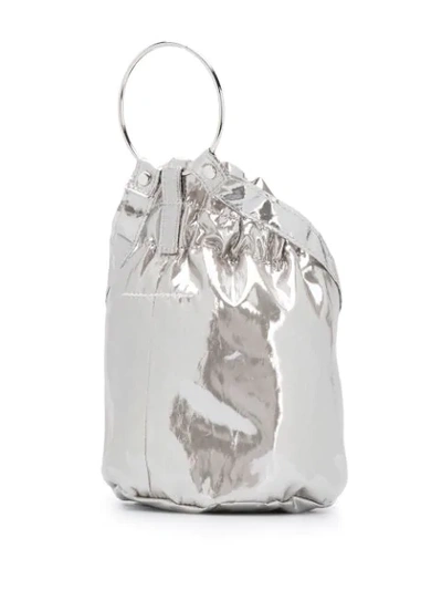 Shop Mm6 Maison Margiela Drawstring Bucket Bag - Silver