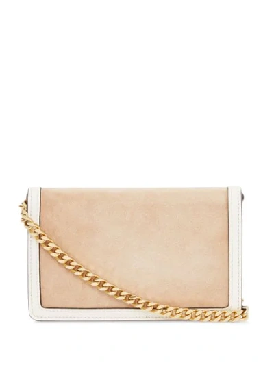 Shop Burberry Mini Suede And Two-tone Leather Shoulder Bag In Pink