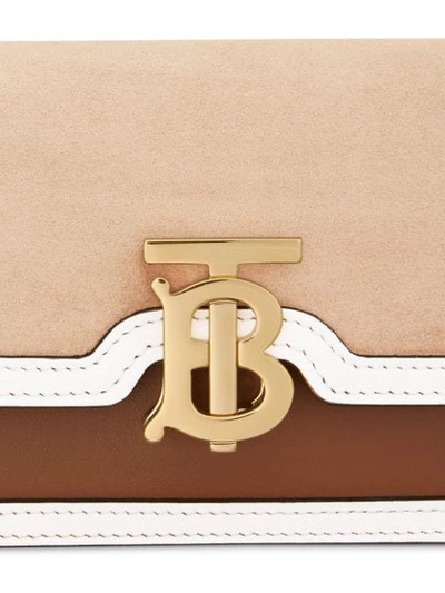 Shop Burberry Mini Suede And Two-tone Leather Shoulder Bag In Pink