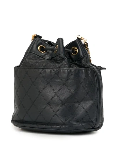 Pre-owned Chanel Drawstring Chain Shoulder Bag In Navy