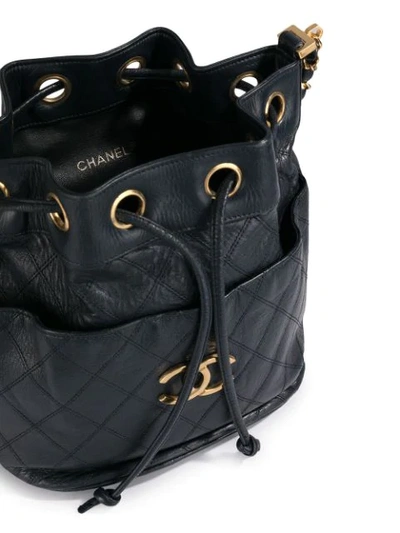 Pre-owned Chanel Drawstring Chain Shoulder Bag In Navy