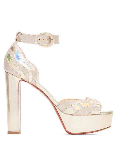 Degratissimo 130 Metallic Leather Platform Sandals In Silver