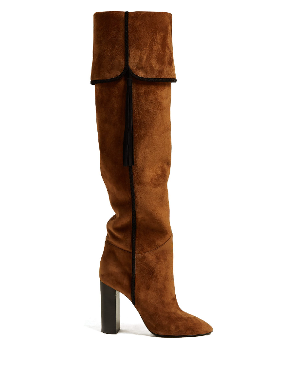 knee high boots tan suede