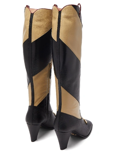 Zummi GG Horsebit striped knee-high boots, Gucci