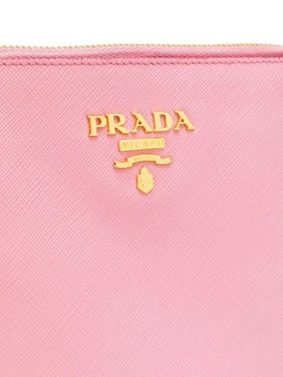 Shop Prada Logo Plaque Clutch Bag