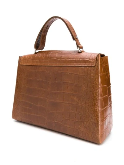 Shop Orciani Large Croc-effect Tote Bag In Brown