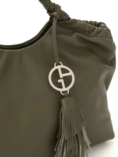 Shop Giorgio Armani Logo Charm Tote Bag In Green