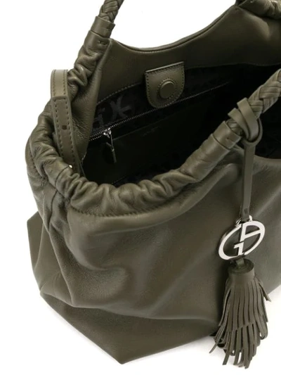 Shop Giorgio Armani Logo Charm Tote Bag In Green