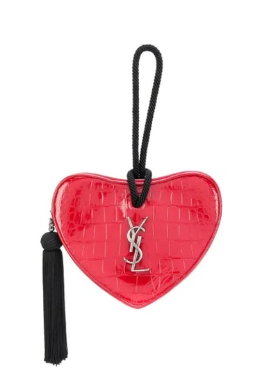 Shop Saint Laurent Monogram Cœur Clutch In 6883-rouge Eros/nero