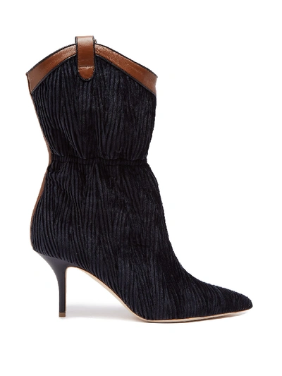 Malone Souliers Daisy Leather-trimmed Velvet Ankle Boots, It36 In Navy |  ModeSens