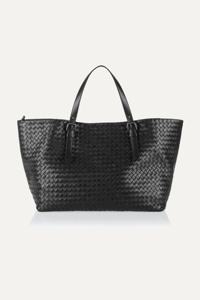 Shop Bottega Veneta Intrecciato Leather Tote In Black