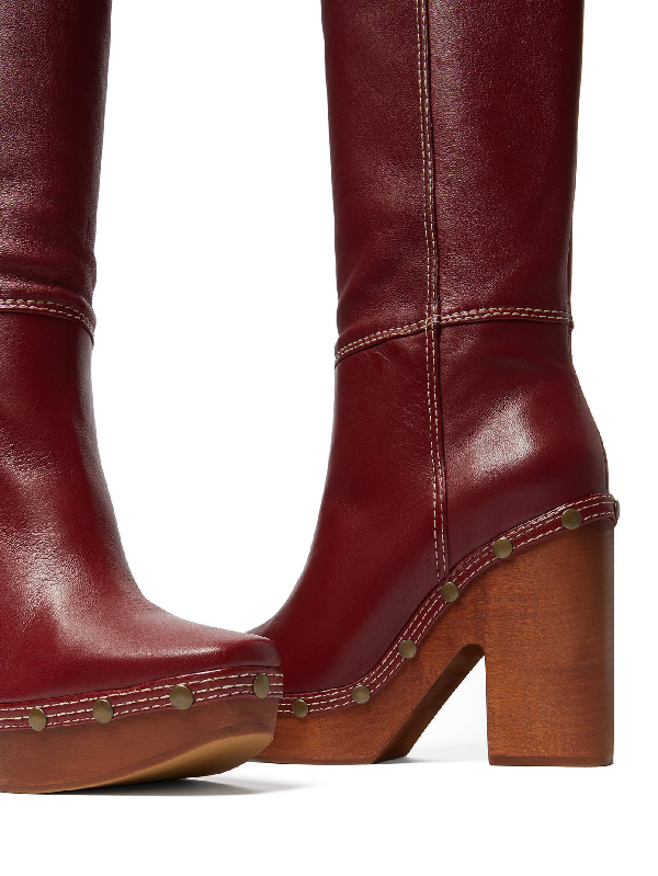 Jacquemus Sabots Leather Over-the-knee Boots In Burgundy | ModeSens