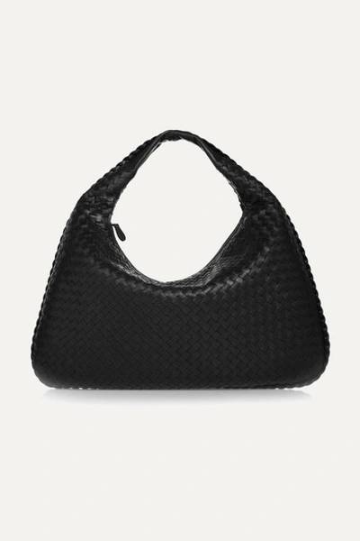 Shop Bottega Veneta Veneta Large Intrecciato Leather Shoulder Bag In Black