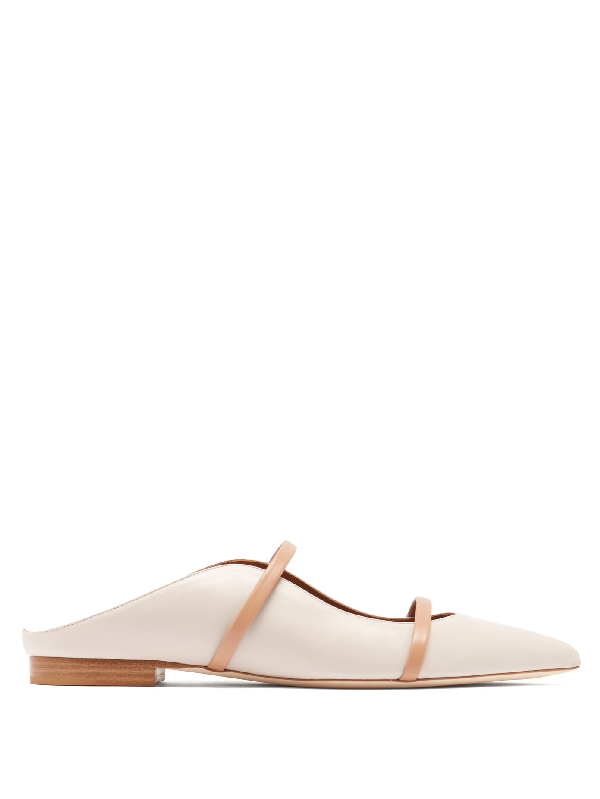 cream backless loafers