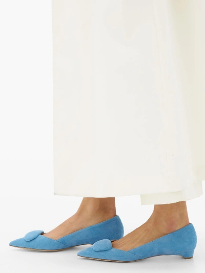 Rupert Sanderson Aga Pebble Point toe Suede Flats In Cornflower