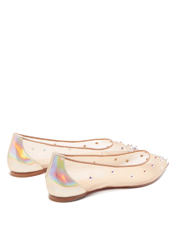 mesh ballet flat with scattered crystals