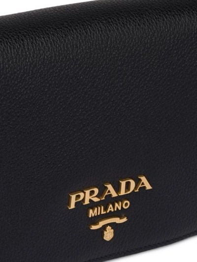 Shop Prada Logo Shoulder Bag In Black