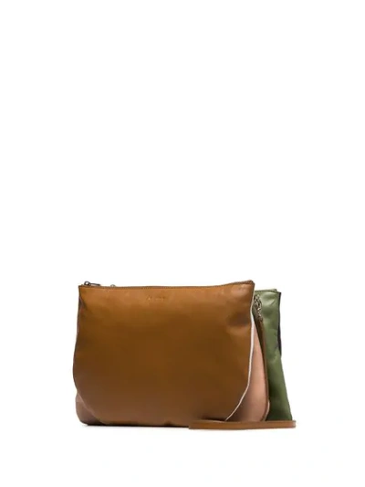 Shop Jil Sander Layered Colour Block Crossbody Bag In Brown
