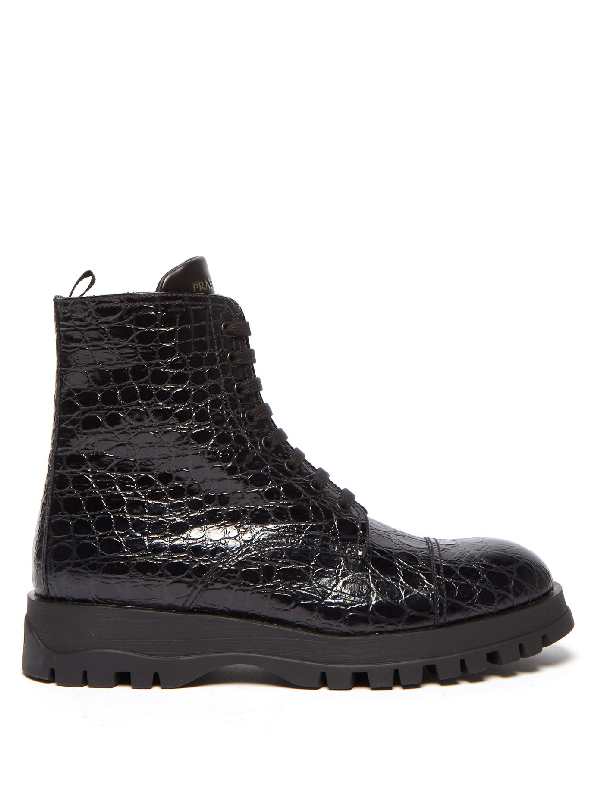 crocodile lace up boots