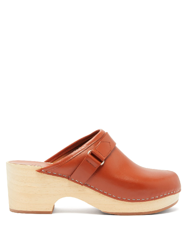 tan leather clogs