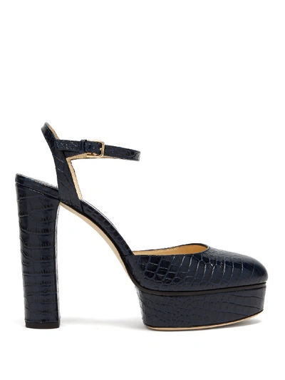 Jimmy Choo Maple 125 Crocodile effect Leather Platform Pumps In