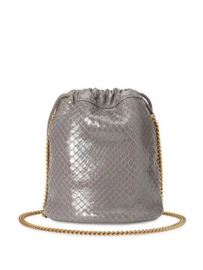 Shop Gucci Mini  Zumi Python Bucket Bag In Grey