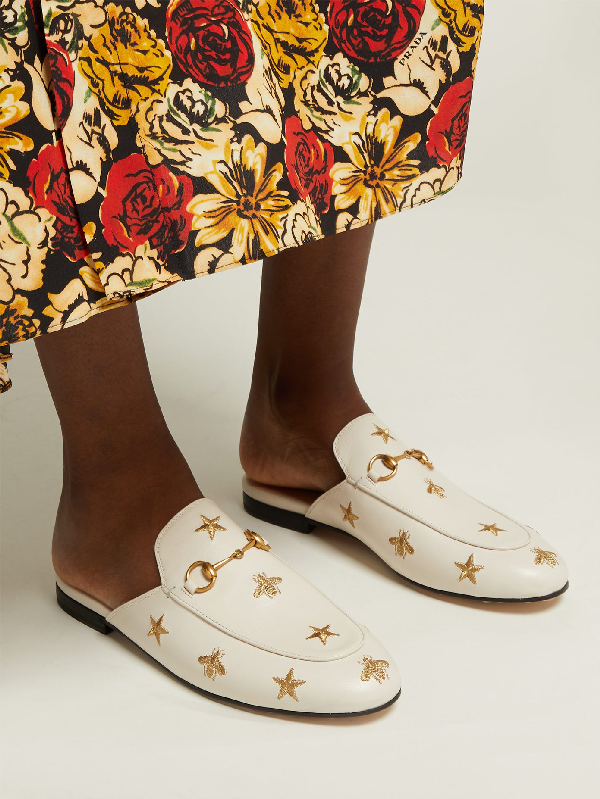 gucci princetown embroidered leather slipper