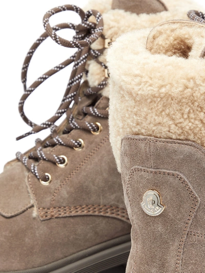 Moncler Patty Shearling-trimmed Suede Ankle Boots In Beige | ModeSens