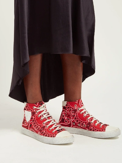 Saint Laurent Bedford Bandana-print Canvas High-top Trainers In Red |  ModeSens